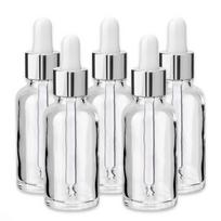 30 ml skaidrus stiklinis buteliukas su sidabrine aliuminio pipete, 5 vnt. rinkinys