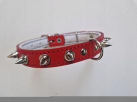 Natūralios odos antkaklis su spygliukais, 2 cm x 40 cm