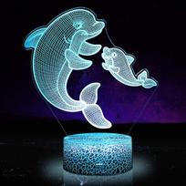 (2 pakuotės)3D Dolphin Gifts Toys Decor LED naktinis šviestuvas su nuotolinio valdymo pulteliu, 16 RGB spalvų naktinė lempa, Smart Touch reguliuojamo ryškumo, gimtadienio dovanos dekoravimas berniukams mergaitėms