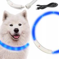LED šviečiantis antkaklis šunims ir katėms, reguliuojamas, 70 cm, su USB