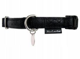Reguliuojamas odinis antkaklis ZOLUX Mac Leather, 10 mm, juodas