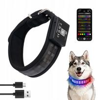 Šviečiantis šuns antkaklis LED, vandeniui atsparus, 20 režimų, RGB, IP65, M (41–50 cm)