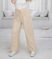 Vilnonės kelnės ilgos WIDE LEG Tied classic Agrafka