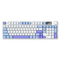 AULA F99 MAX mechaninė klaviatūra, 3 režimų belaidė žaidimų klaviatūra su LCD ekranu ir RGB apšvietimu, balta, mėlyna, violetinė