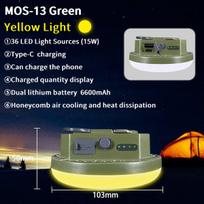 MOSLIGHTING 9900Mah lauko kempingo apšvietimas, nešiojamas įkraunamas LED magnetinis palapinės lempa žvejybos lemputė buitinės avarinio apšvietimo lempos, MOS-13-Žalia-Y
