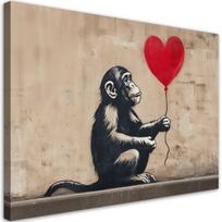 Paveikslas ant drobės, Beždžionė su balionu Banksy gatvės menas