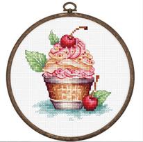 Siuvinėjimo rinkiniai su lankeliai „Cherry Ice Cream“ 8x9cm SBC104 Luca-S