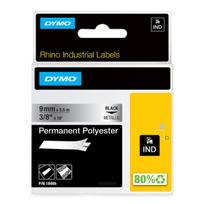 Dymo 18485 poliesterio juosta, 9mm, juoda/metalinė