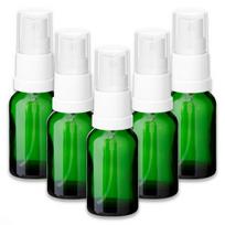 Žalia 15 ml stiklinė butelė su baltu purškikliu, 5 vnt. rinkinys