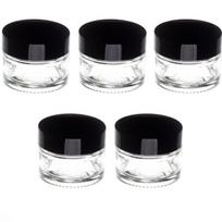 Stiklinis indelis 15 ml su juodu dangteliu, 5 vnt. rinkinys
