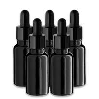 Juodas 20 ml stiklinis buteliukas su pipete, 5 vnt. rinkinys