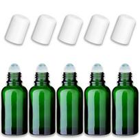Žalia 30 ml stiklinė roll-on buteliukų rinkinys su baltu kamuoliu, 5 vnt.
