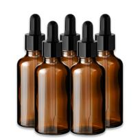 Rudas 50 ml stiklinis buteliukas su juoda pipete, 5 vnt. rinkinys