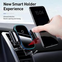 Telefono laikiklis A tipo BASEUS infraraudonųjų spindulių jutiklis transporto priemonė Belaidis įkroviklis 15W automatinis užspaudimas automobilinis telefono laikiklis dvigubas