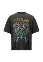 Ed Hardy Marškinėliai 'Battle Of The Dragons' žaliosios citrinos spalva / grafito / tamsiai žalia / balta