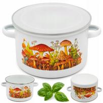 Emaliuotas puodas su dangčiu 1,3l, 14cm, "grybai"