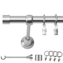 Metalinė Vienguba Užuolaidų Strypo 140 Cm 19 Mm Chromo Matinė Luna Su Žiedais Kištukams