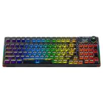 AULA F98 Pro belaidė mechaninė klaviatūra su skaidriais klavišų dangteliais, karštai keičiama, RGB foninis apšvietimas, OLED ekranas, BT5.0/2.4G/USB-C, juoda