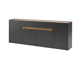 Komoda Imv City, 223 cm, antracitas/ąžuolinė