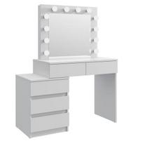 Kosmetinis staliukas Adele 12 LED White, baltos spalvos