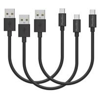 3 vnt. 20 cm USB-C juodųjų kabelių OnePlus 10 Pro / OnePlus 9 / OnePlus 9 Pro / OnePlus 8 / OnePlus 8T / OnePlus 7T Phonillico®
