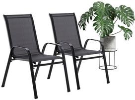 2-jų sodo kėdžių komplektas, modernios metalinės kėdės, 120 kg, juodos