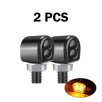 (2vnt. juodi) 8 mm mini motociklo LED posūkio signalo indikatoriai mirksėjimo lemputės gintaro spalvos blykstė Signalinė lemputė pertraukiama moto 12V kavinei lenktynininkuiMotorinių transporto priemonių apšvietimas, 2vnt Juodos spalvos