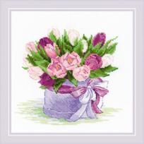 Siuvinėjimo kryželiu rinkinys Tulips Hat Box RIOL2003