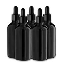 Juodas 100 ml stiklinis buteliukas su silikonine pipete, rinkinys 5 vnt.