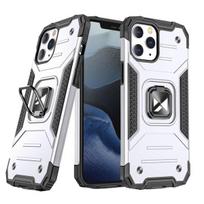 Apsauginis dėklas su magnetiniu laikikliu iPhone 13 Ring Armor, sidabrinis
