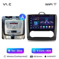 (V1 C (1G 32G)A) V1 AI Voice Wireless CarPlay Android Auto Radio for Ford focus 2 Mk2 2004–2011 4G Car Multimedia GPS 2din autoradio