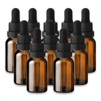 15 ml rudos spalvos stiklinis buteliukas su stikliniu lašintuvu, 10 vnt. rinkinys