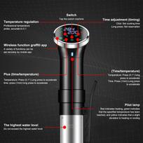 „WiFi Sous Vide“ aparato panardinamasis cirkuliatorius Tylus 1100 W „Tuya“ programos valdymas, tikslus temperatūros ir laiko nustatymas, skaitmeninis ekranas, tikslus gaminimas, „Sous Vide“ gaminimo mašina