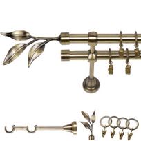 Metalinė Dviguba Užuolaidų Strypa 120 Cm 19 Mm Golden Antique Bavaro Spinner Žiedai
