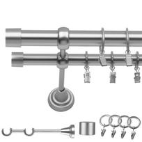 Metalinis Dvigubas Užuolaidų Strypas 400 Cm 19/19 M Matt Chrome Luna Swivel Su Spygliais
