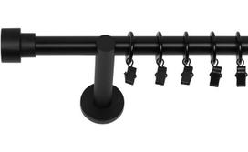 Vienguba Užuolaidų Strypas 400 Cm 19 Mm Juodas Matinis Slick Silent Su Smaigaliais