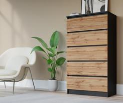 Komoda 3xEliving Demi, 70 x 39 x 125 cm, juoda