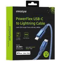 INNOSTYLE POWERFLEX USB-C LIGHTNING MFI GREITOJO ĮKROVIMO KABELIS IPHONE KEVLARUI 2 M MĖLYNAS