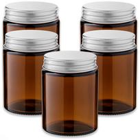 RUDOS SPALVOS STIKLINIS INDAS, 150 ML, SU SIDABRINIO ALIUMINIO DANGTALIU, 5 VNT. RINKINYS