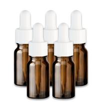 Rudas stiklinis buteliukas 10 ml su baltąja pipete, 5 vnt. rinkinys