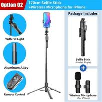 Telefono laikiklis FANGTUOSI 1750mm belaidis selfie lazda trikojis su LED apšvietimu išmaniesiems telefonams - Stilius 06