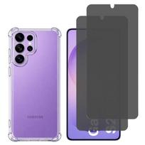 Apsauginis dėklas Samsung Galaxy S26 ULTRA ir 2 Juodi Stiklo Plėvelės Anti Spy Ekrano Apsauga Phonillico®