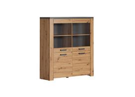 Vitrinos spintelė Trendteam Follow, 127x40x139 cm, ruda/pilka