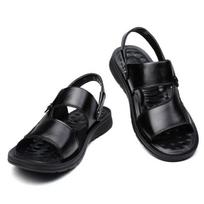44black-Mens Summer Nauji sandalai ir šlepetės Vyriški odiniai sandalai suaugusiems storapadžiai paplūdimio batai Neslystantys atviri odiniai sandalai, 44