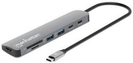 Manhattan Usb-c stotelė: Hdmi, Pd, 2x Usb-a, Sd/microsd