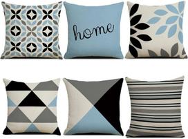 Hetang Yuese lininių pagalvių užvalkalų rinkinys 45x45cm linijos geometrijos raštas Dekoratyvinis pagalvėlės užvalkalas Pagalvės užvalkalas biurui sofa