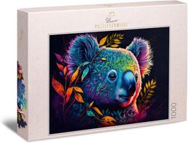 Ulmer Puzzleschmiede - Koala dėlionė "schmuckstück" - meniškai sukurtas 1000 detalių paveikslėlis su spalvinga dekoruota koala - iš dėlionės kolekcijos Colours & Fantasy, kokybė pagaminta Vokietijoje
