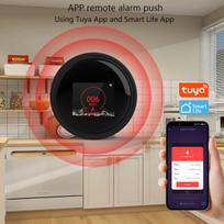 „WiFi“ gamtinių dujų jutiklis Tuya išmanusis aliarmo dujų nuotėkis Detektoriaus priešgaisrinės apsaugos Skaitmeninis LCD temperatūros ekranas namų virtuvės juodai