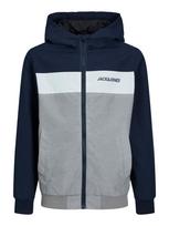 Jack & Jones Junior Demisezoninė striukė 'Rush' tamsiai mėlyna / bazalto pilka / balta