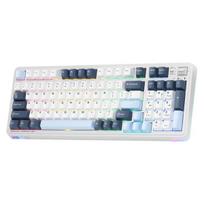Machenike KG98 mechaninė klaviatūra su trimis režimais, 98 klavišais, kompaktišku išdėstymu ir RGB apšvietimu, skirta žaidimams, balta/juoda/pilka